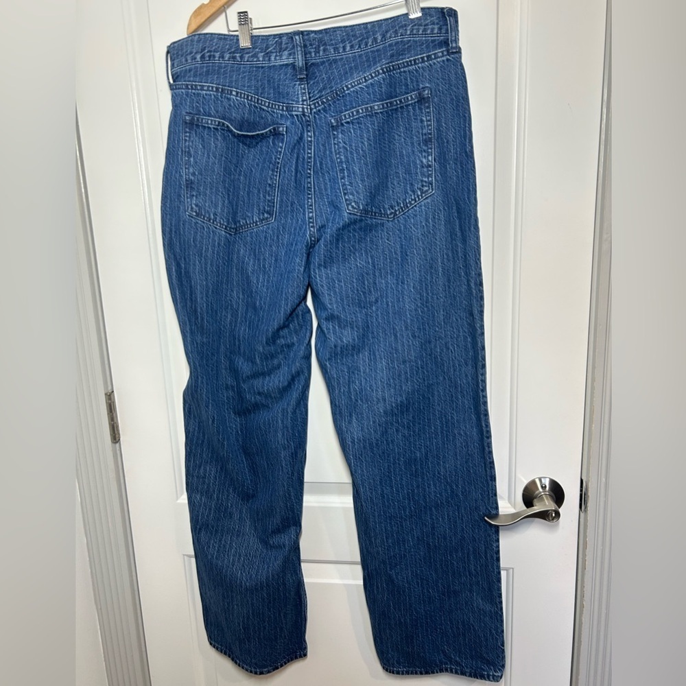 Abercrombie & Fitch The Loose High Rise Relaxed Pinstripe Blue Jeans size 32 - Picture 7 of 15